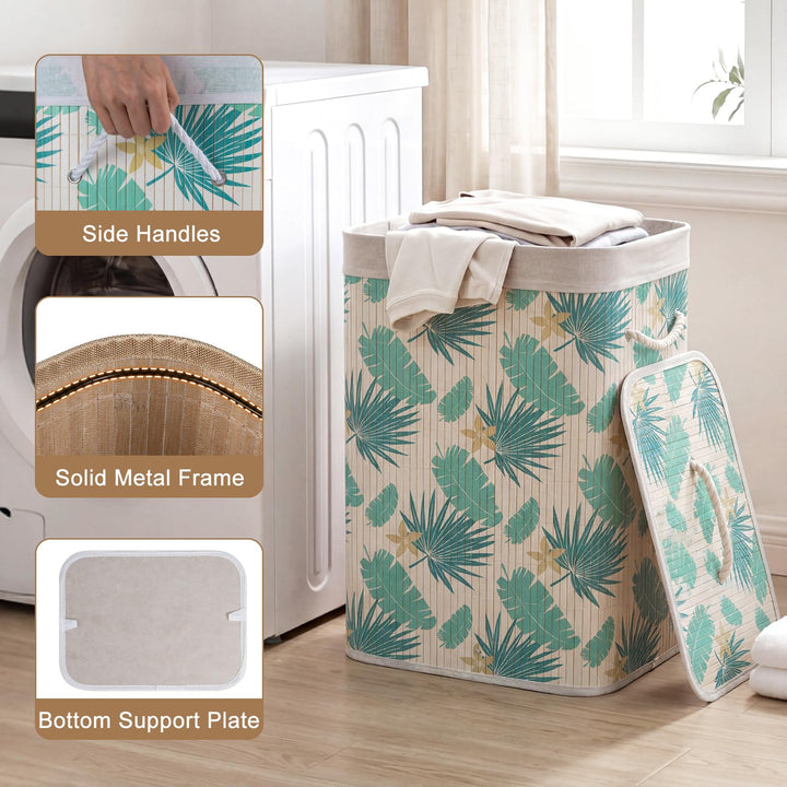 Giantex 19 Gal Bamboo Laundry Hamper w/Removable Liner &amp; Portable Handles