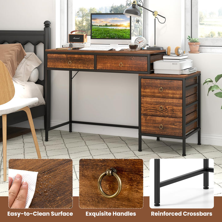 Giantex 51" Home Office Computer Desk w/ 5 Drawers