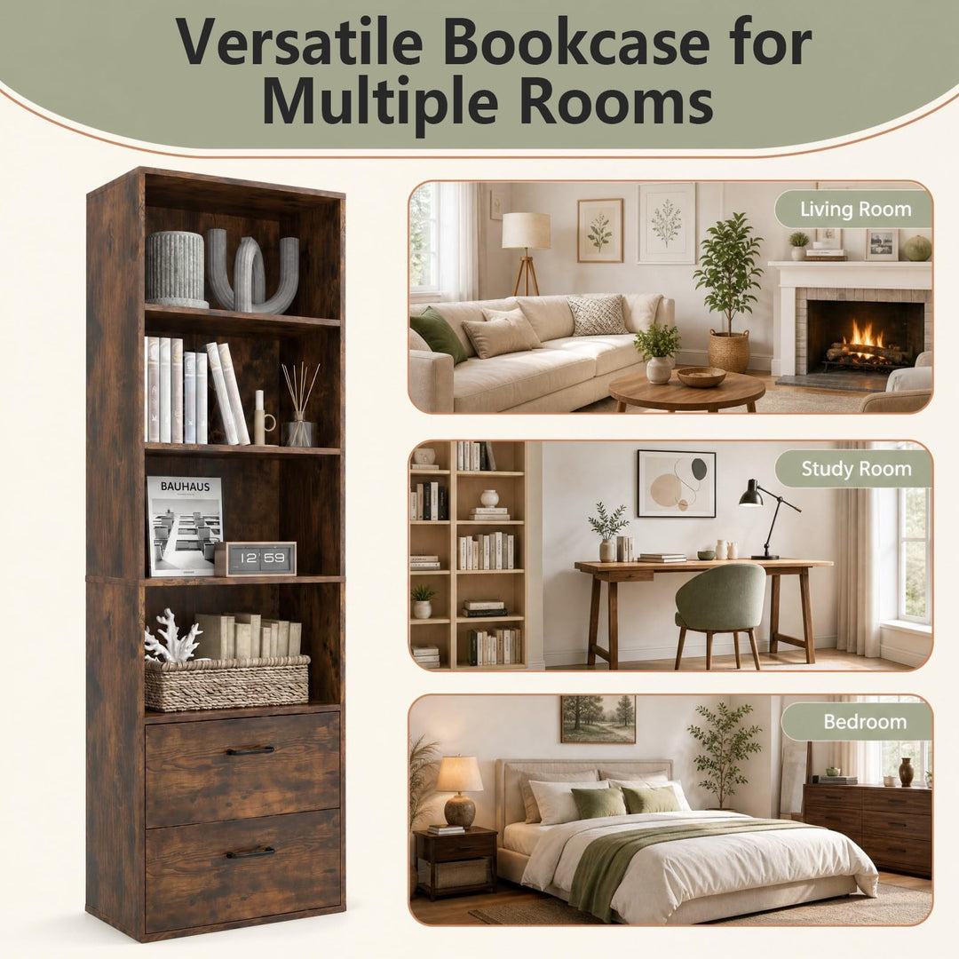 Giantex 74" Tall 4-Tier Bookcase