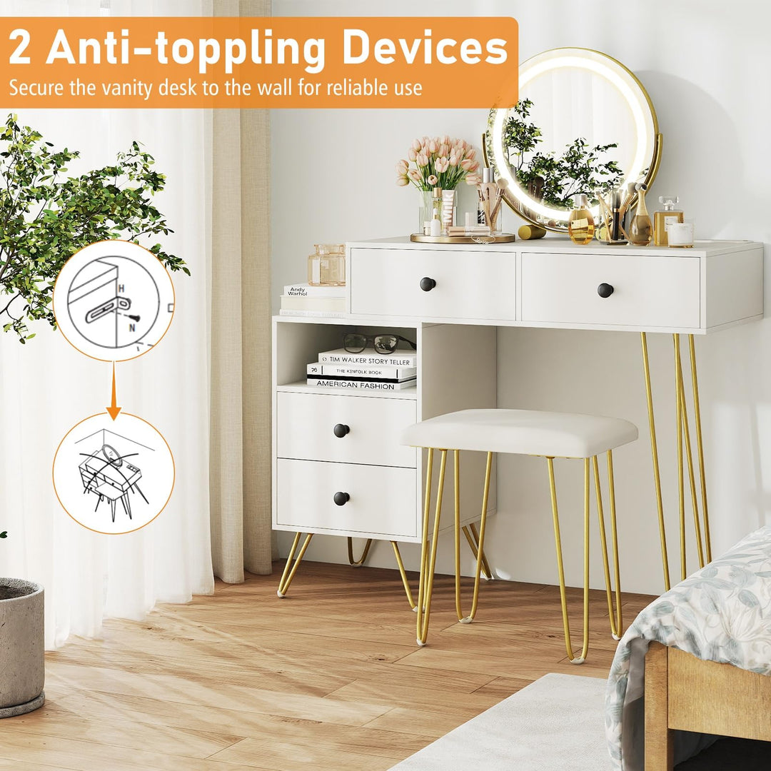 CHARMAID Modern Dressing Table with Storage Cabinet