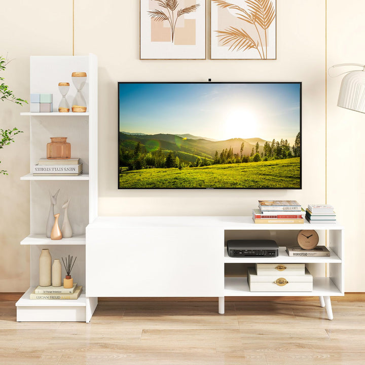 Giantex Book Shelf TV Stand L-Shaped Entertainment Center with Storage & Adjustable Shelf