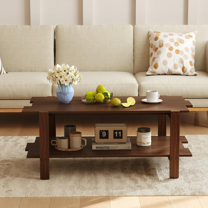 Giantex 2-Tier Coffee Table with Storage Shelf