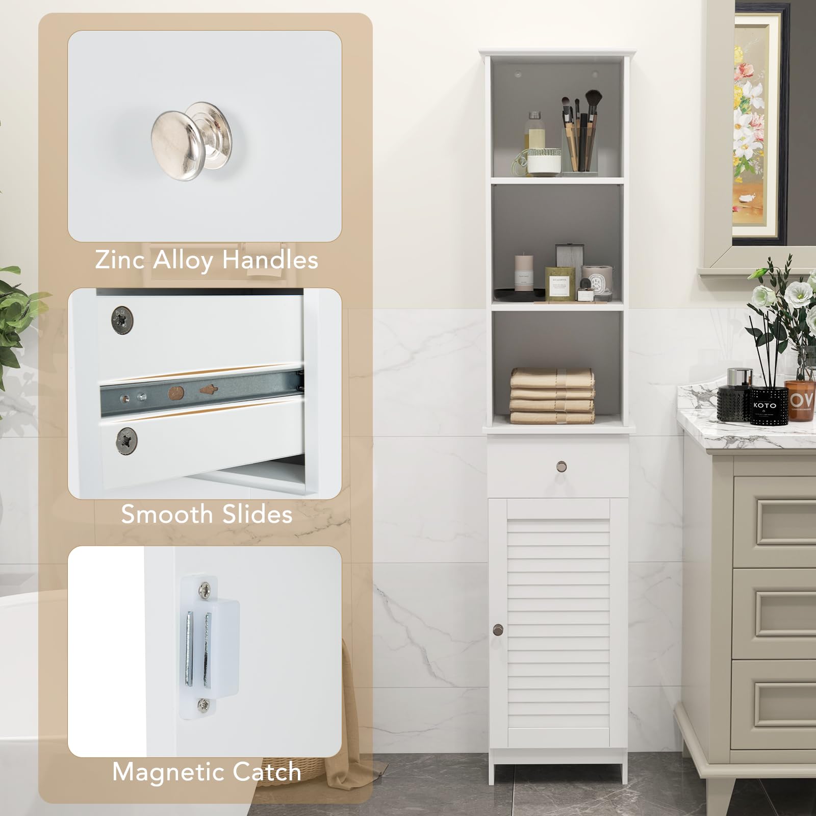 Giantex Narrow Floor Storage Cabinet with Adjustable Shelves