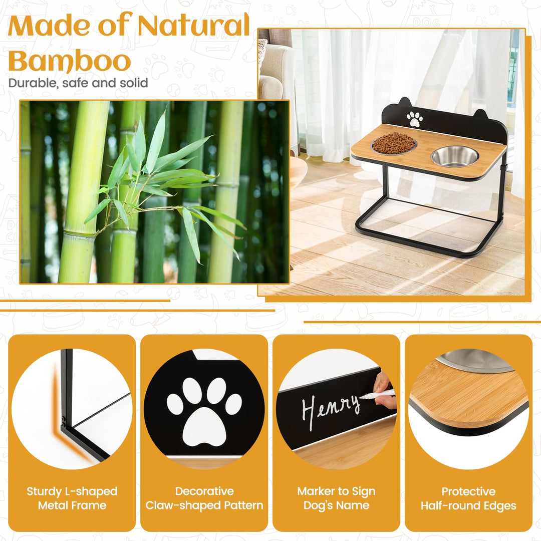 Giantex Elevated Dog Bowls Stand - Raised Pets Cats Feeding Station