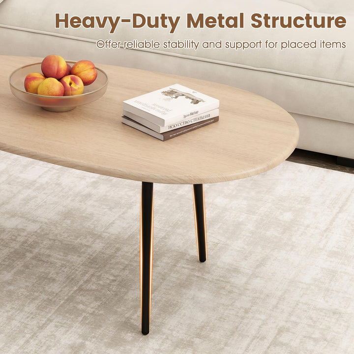 Giantex Oval Mid Century Modern Coffee Table Sturdy Metal Frame and Compact Design