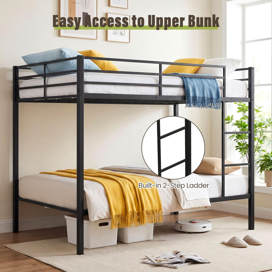 Giantex Heavy-Duty Metal Bunk Bed Full Over Full with Ladder &amp; Full Length Safety Guardrail