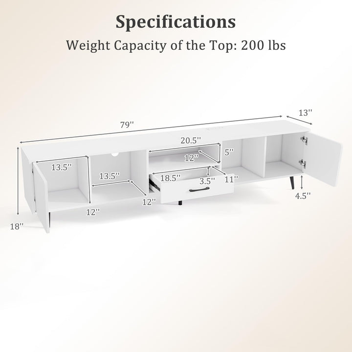 Giantex 79" White TV Stand with Power Outlets