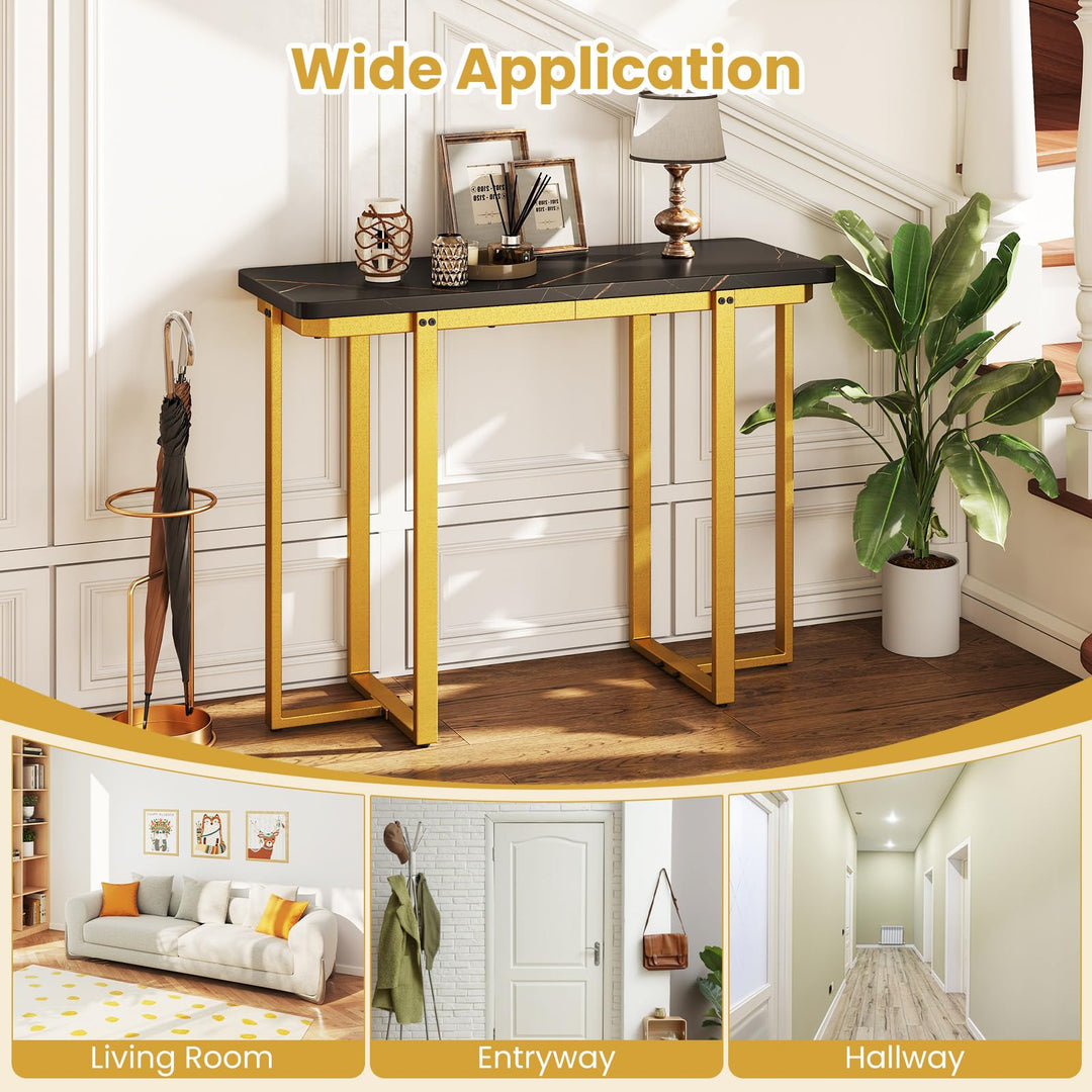 Giantex Console Table 42" Modern Faux Marble Foyer Table with Geometric Metal Frame