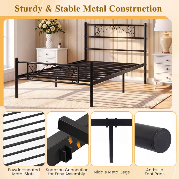 GIANTEX Twin Size Metal Bed Frame with Headboard &amp; Footboard