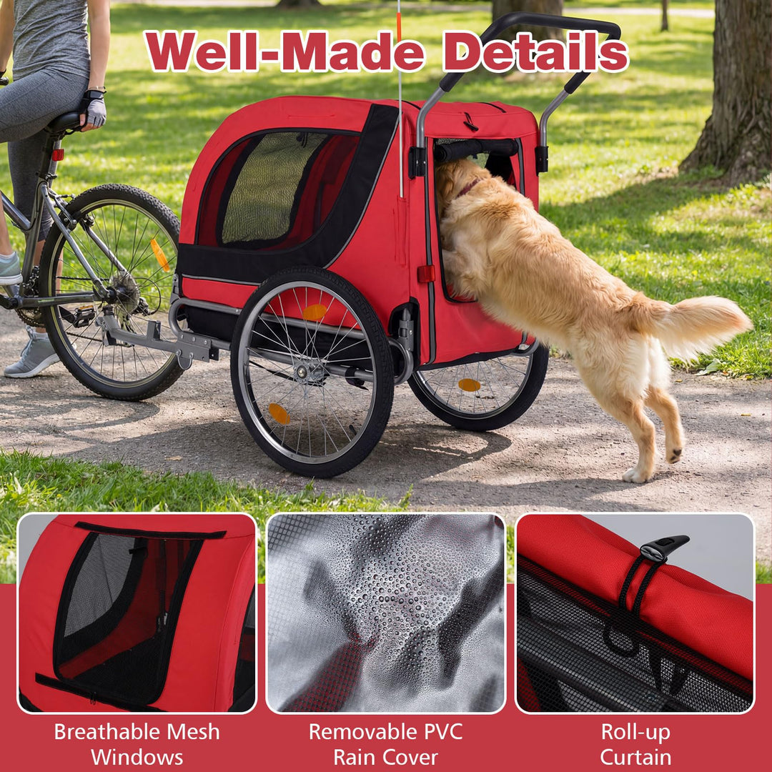 Giantex 2-in-1 Dog Bike Trailer & Pet Stroller for Large Dogs PVC Rain – Giantexus