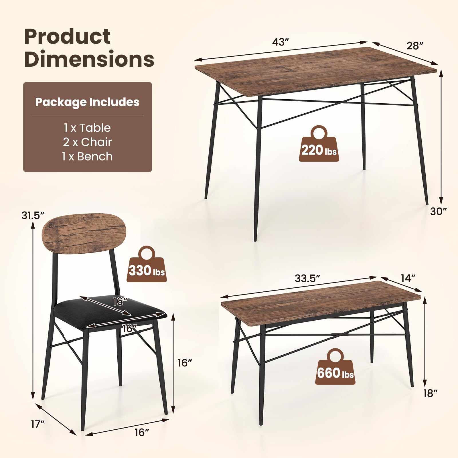 Giantex Dining Table Set for 4