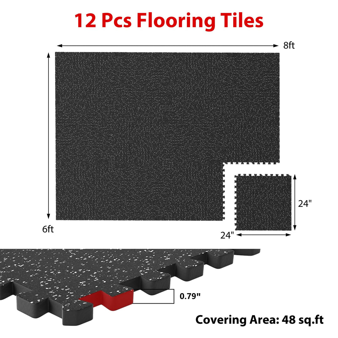 Giantex 12-Pack Interlocking Rubber Gym Floor Mats 0.79'' Thick 24''x24'' Puzzle Tiles