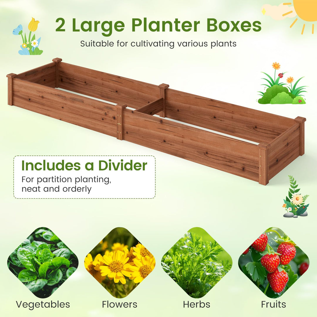 GIANTEX 95" Wooden Raised Garden Bed Rectangular Planter Box