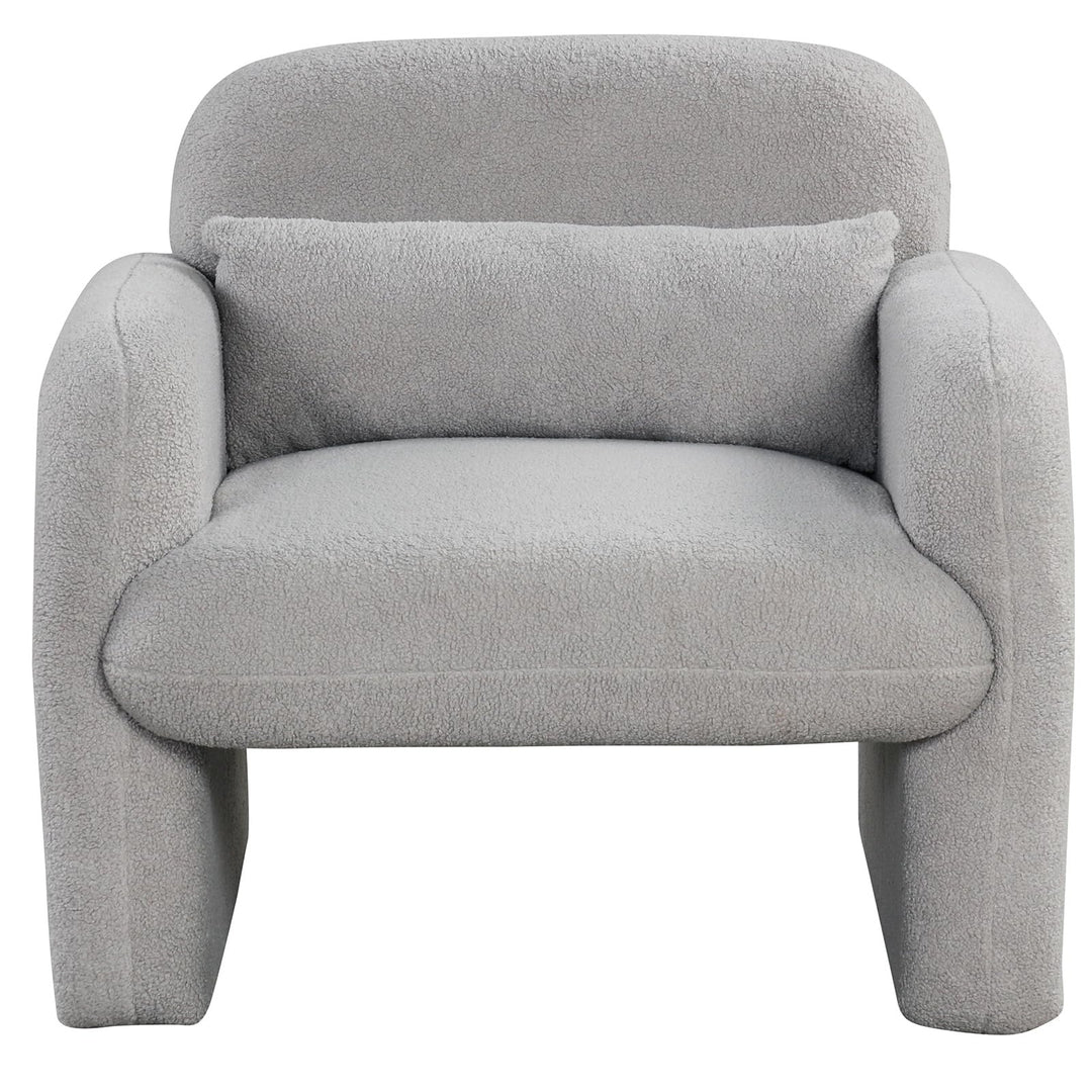 Giantex Modern Accent Chair for Living Room, Sherpa Fabric Upholstered Armchair w/Waist Pillow, Comfy Reading Chair w/Armrests