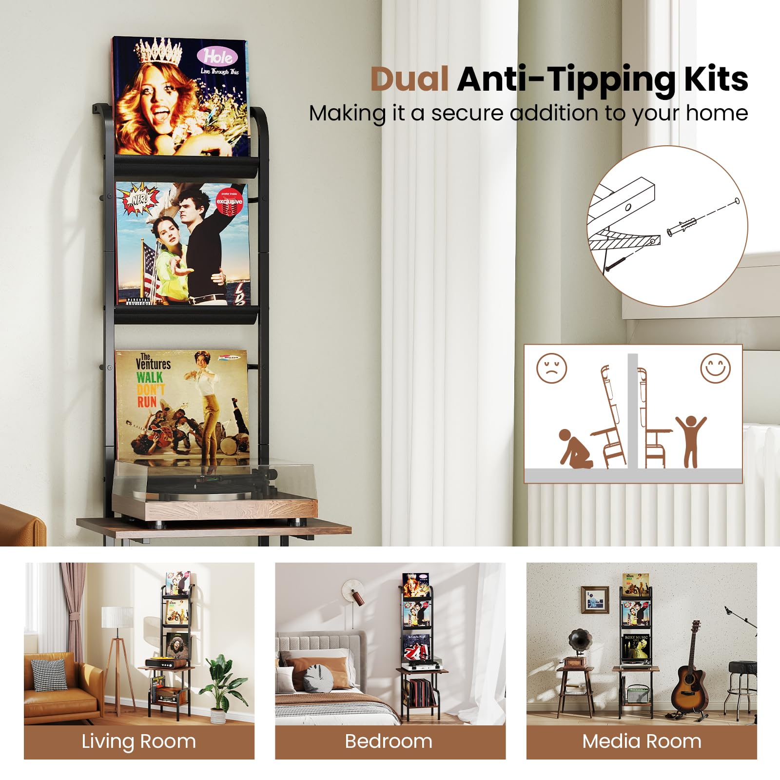 Giantex Record Player Stand with Vinyl Storage