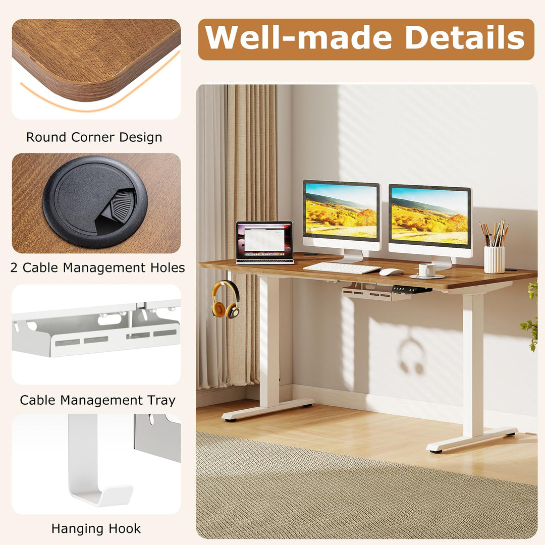 Giantex Electric Dual Motor Standing Desk | 55" x 28" Height Adjustable Sit Stand Computer Workstation w/3 Memory Height