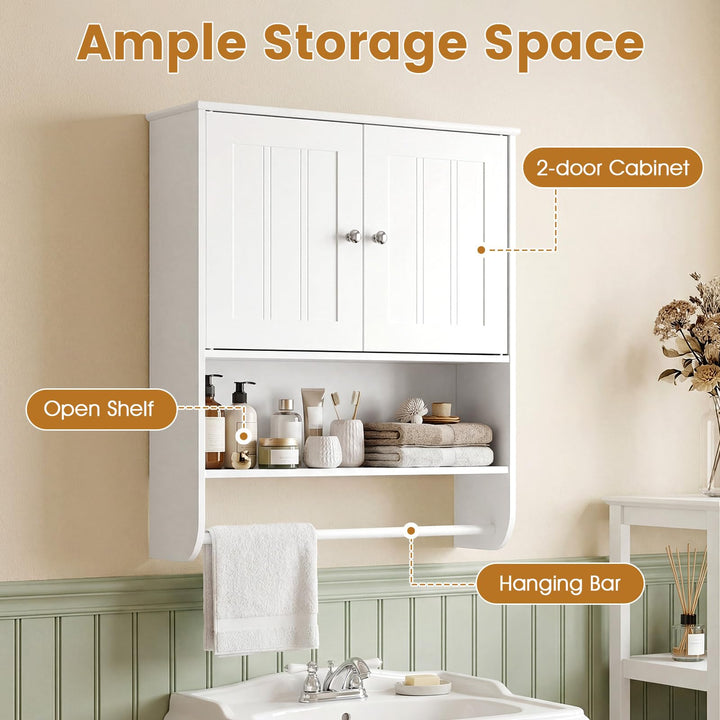 Giantex Bathroom Wall Cabinet with Towel Bar &amp; Adjustable Shelf