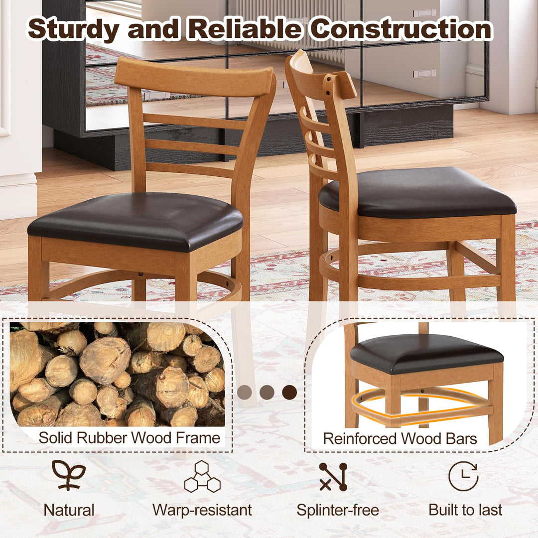 Giantex Wooden Dining Chairs Set PU Leather Upholstered Kitchen Chair w/Rubber Wood Legs