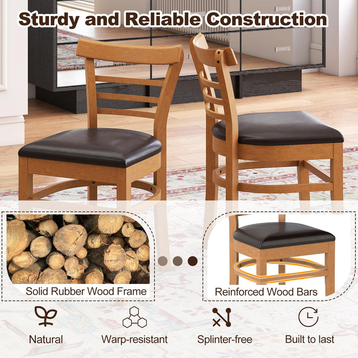 Giantex Wooden Dining Chairs Set PU Leather Upholstered Kitchen Chair w/Rubber Wood Legs