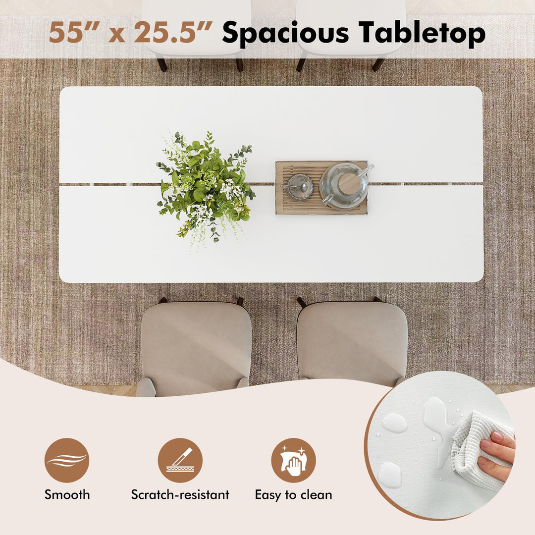 GIANTEX 55-Inches Wooden Dining Table for 4-6 People, Kitchen Table