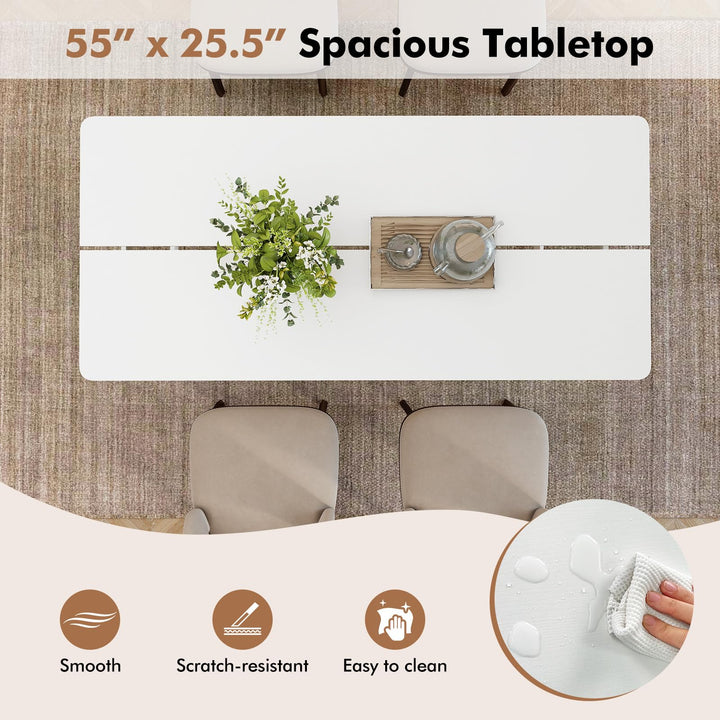 GIANTEX 55-Inches Wooden Dining Table for 4-6 People, Kitchen Table