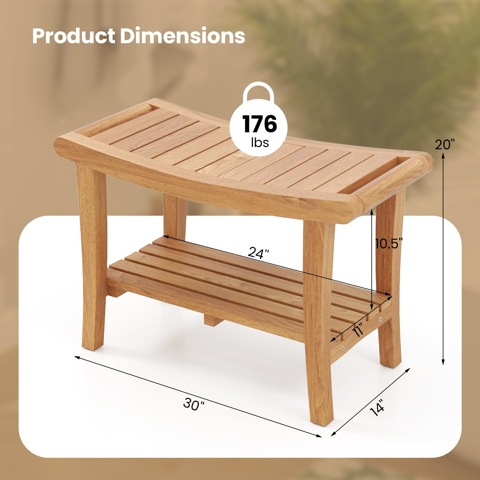 Giantex Teak Wood Shower Bench