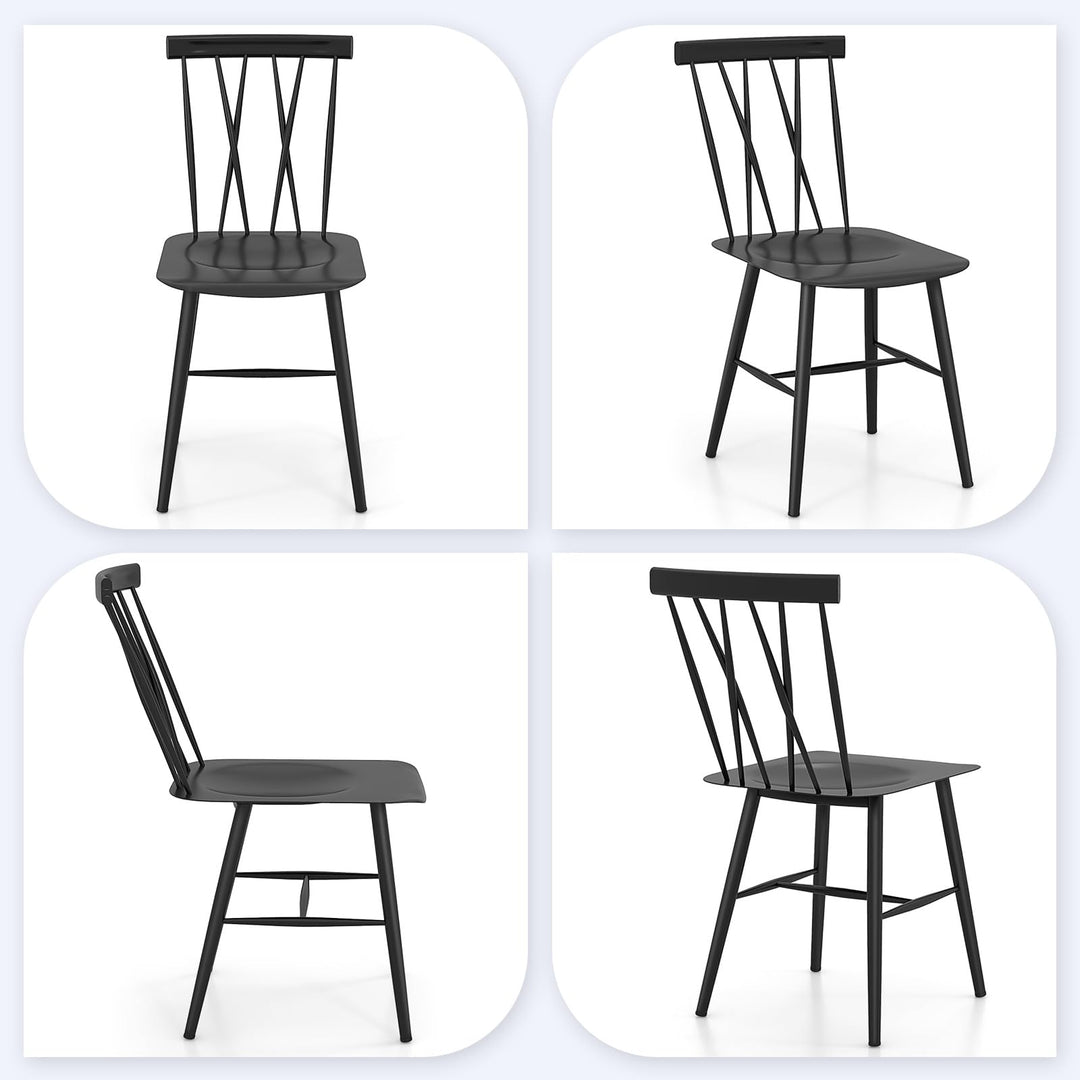 Giantex Metal Dining Chairs Set, Farmhouse Kitchen Chairs w/High Cross Backrest & Curved Seat