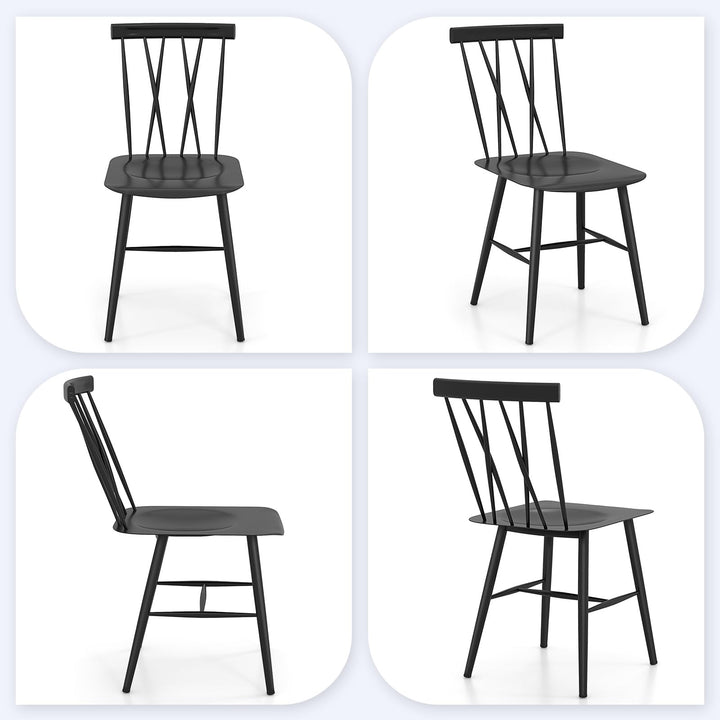 Giantex Metal Dining Chairs Set, Farmhouse Kitchen Chairs w/High Cross Backrest & Curved Seat