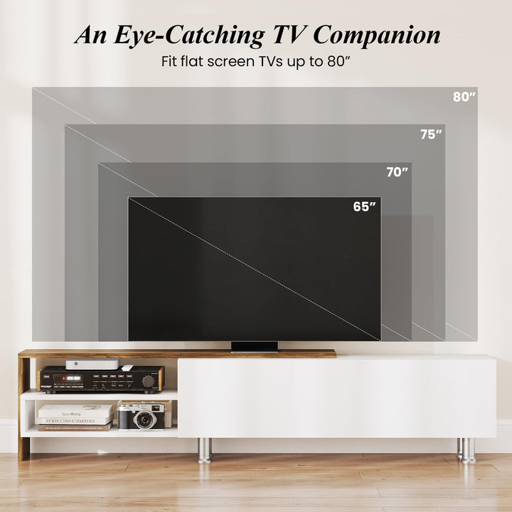Giantex 80 Inch TV Stand and 2 Floating Shelves Set