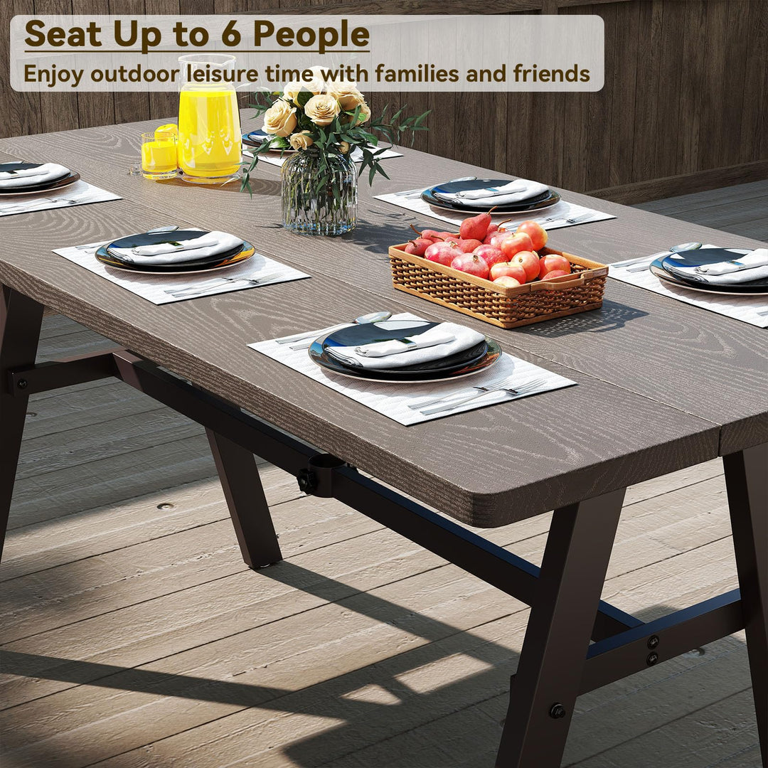 Giantex Outdoor Patio Dining Table with 1.93” Umbrella Hole