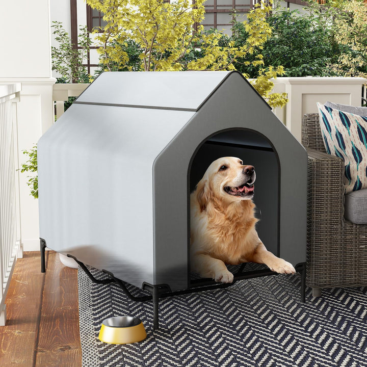 Giantex Dog House Outdoor Extra Large, Elevated Dog Bed with Weatherproof Canopy