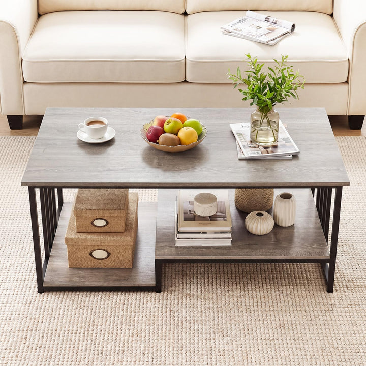 Giantex 43.5" Coffee Table 2-Tier Center Table with Storage