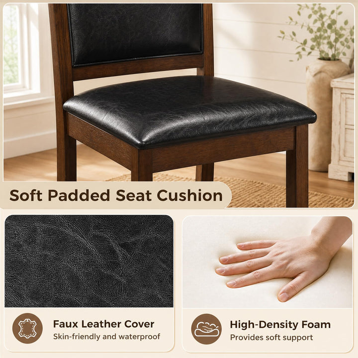 GIANTEX Wooden Dining Chairs Set of 2/4 Faux Leather Padded Seat &amp; Back