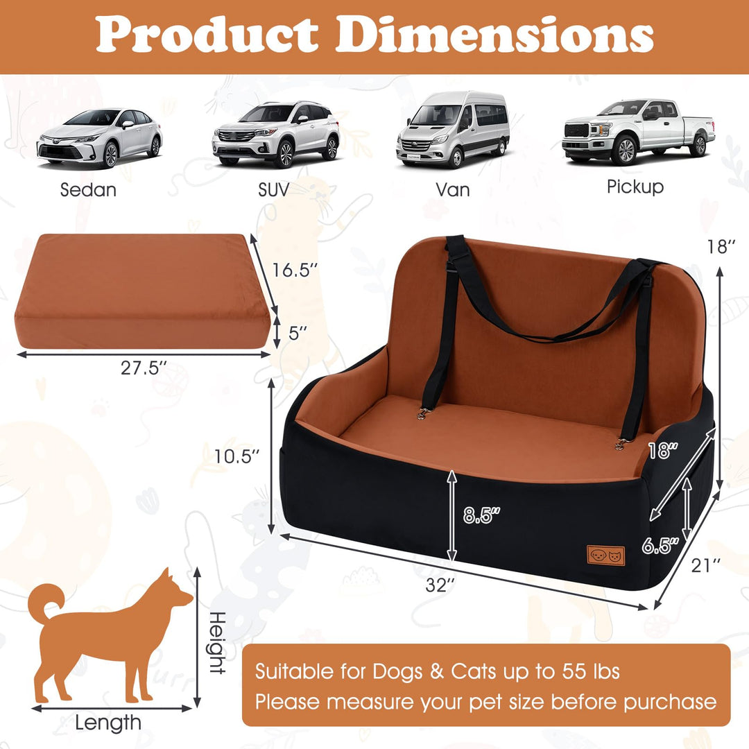 Giantex Orthopedic Dog Car Seat for Medium Dogs up to 55 lbs (32&