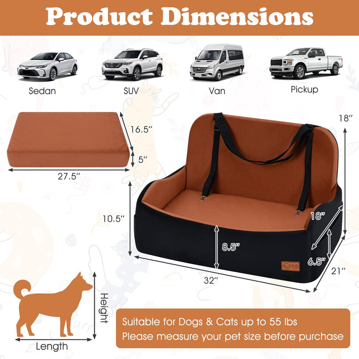 Giantex Orthopedic Dog Car Seat for Medium Dogs up to 55 lbs (32&