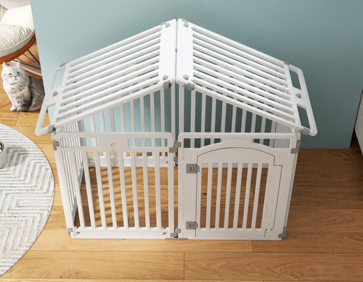 Giantex 8/16 Panel Dog Playpen 32'' Tall Plastic Pet Fence with Lockable Door