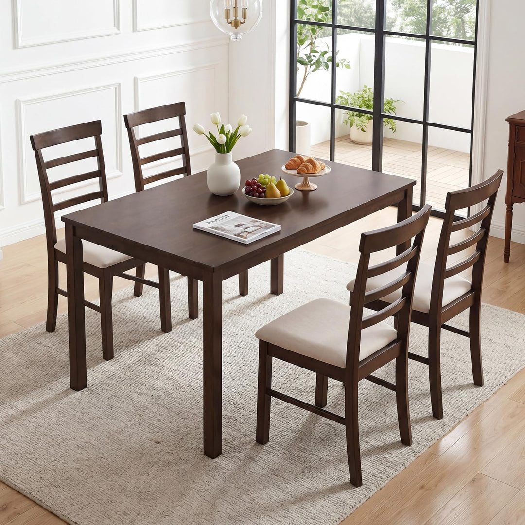 Giantex Upholstered Fabric Kitchen Chairs with Rubber Wood Frame