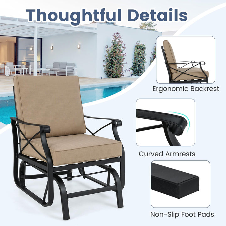 Giantex Patio Rocking Chai with Thick Removable Seat and Back Cushions