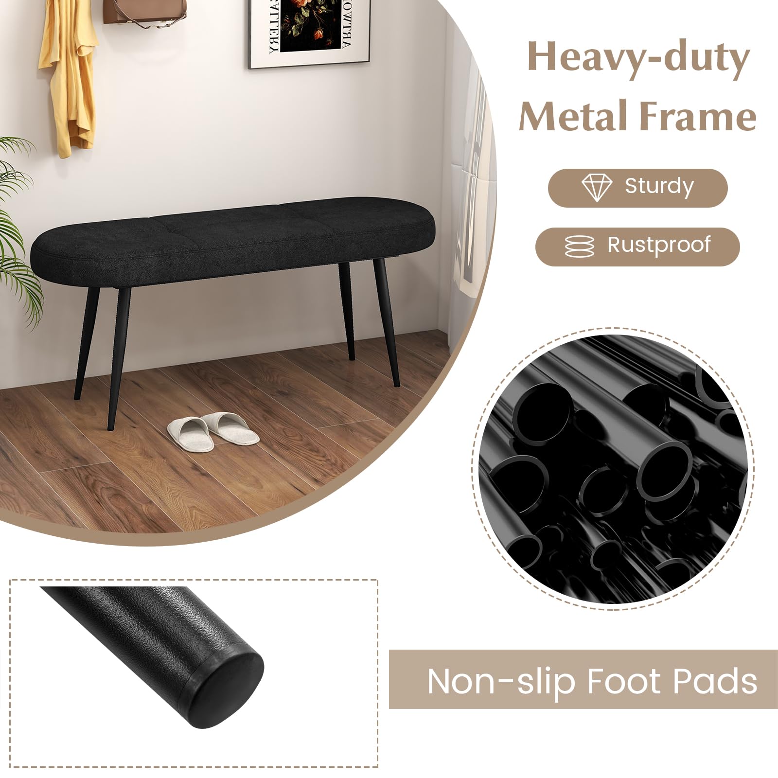 Giantex 47 inch Entryway Bench - End of Bed Bench