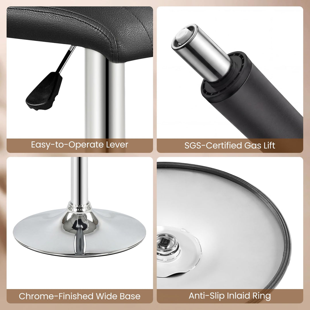 Giantex Modern Faux Leather Counter Height Barstools Set of 2/4 with Back and Footrest