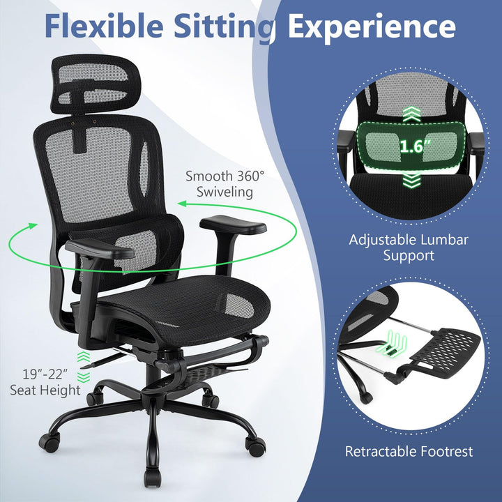 Giantex Mesh Office Chair, Ergonomic Desk Chair with Rotating Headrest