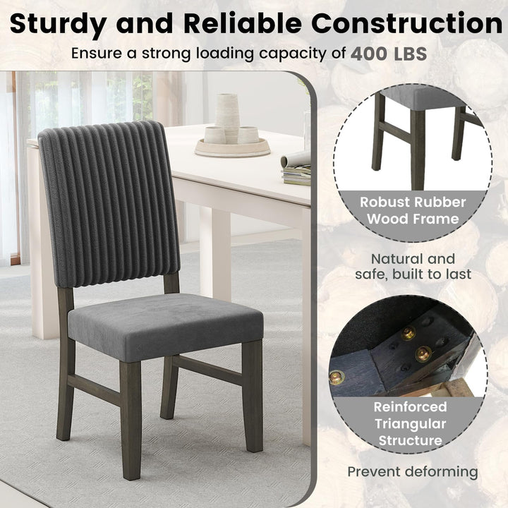 Giantex Dining Chairs Set of 2/4 Mid-Century Velvet Fabric Upholstered Chairs with Rubber Wood Legs Thick Padded Seat