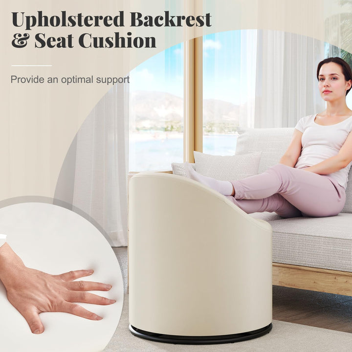 Giantex Swivel Accent Chair with Storage, 360° Upholstered Vanity Chair with Backrest