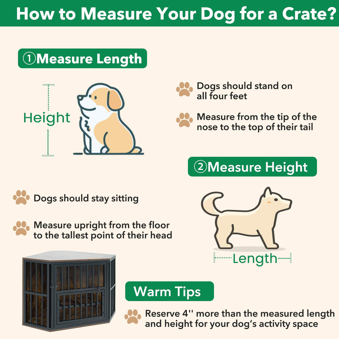 Giantex Corner Dog Crate Furniture with Adjustable &amp; Reversible Elevated Feeder