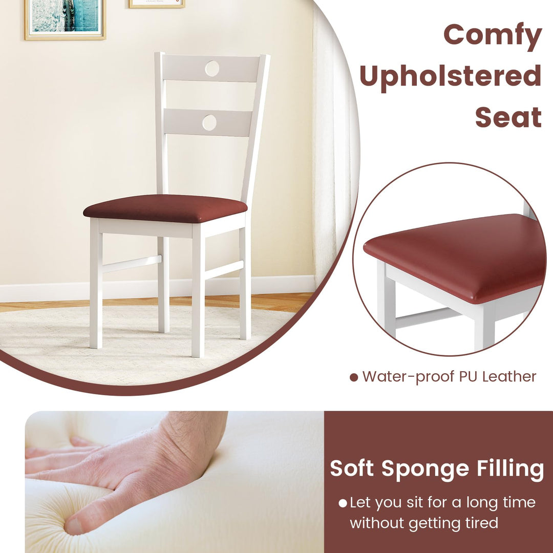 Giantex PU Leather Upholstered Kitchen Chairs w/Hollowed Backrest & Padded Seat