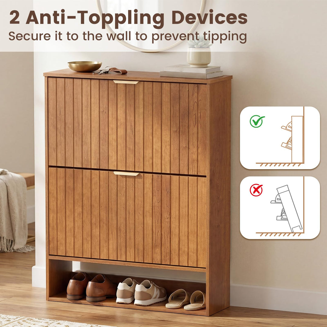 Giantex Shoe Storage Cabinet with 2 Flip Drawers