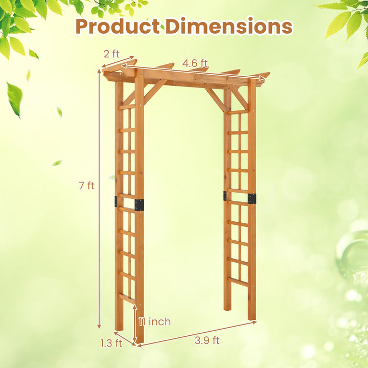 Giantex 7FT Wood Garden Arbor Trellis for Ceremony Party
