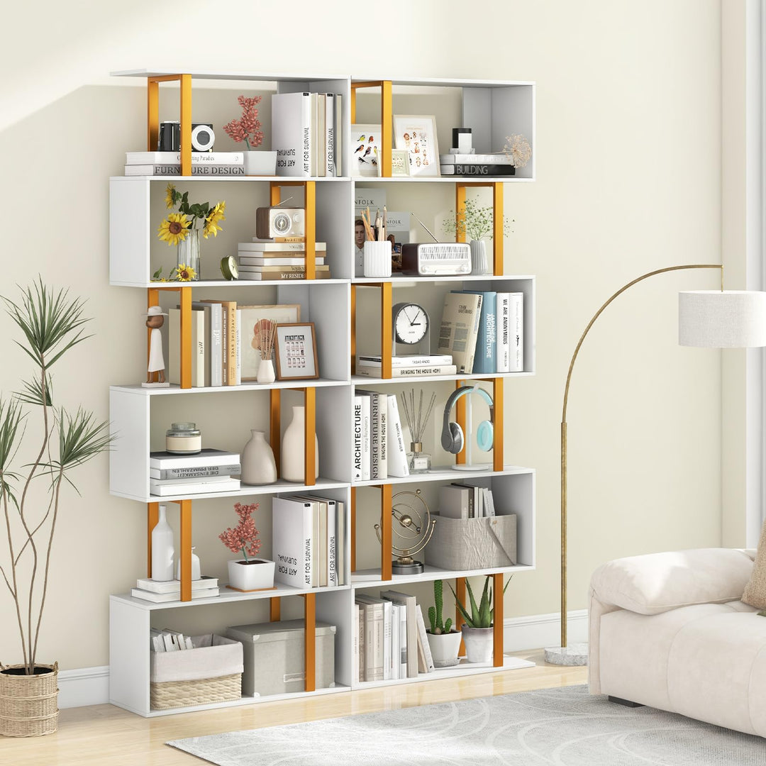 Giantex 6-Tier Modern S-Shaped Bookshelf with Anti-Tipping Kits