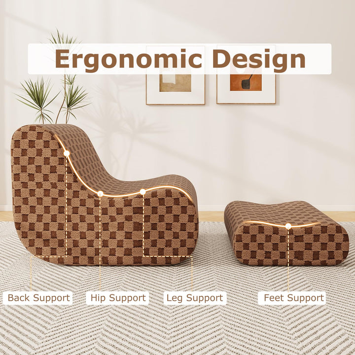 Giantex Bean Bag Chair with Ottoman Comfy Lazy Sofa Chair with One-Piece Foam Filling