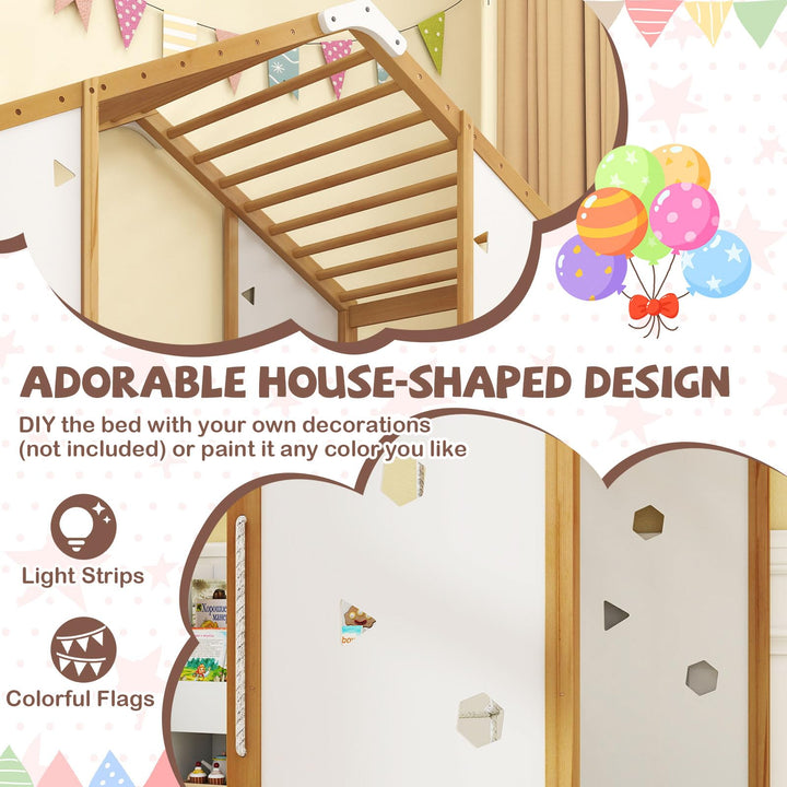 Giantex Twin Size Montessori Floor Bed, 3-in-1 Indoor Kids Jungle Gym Playground